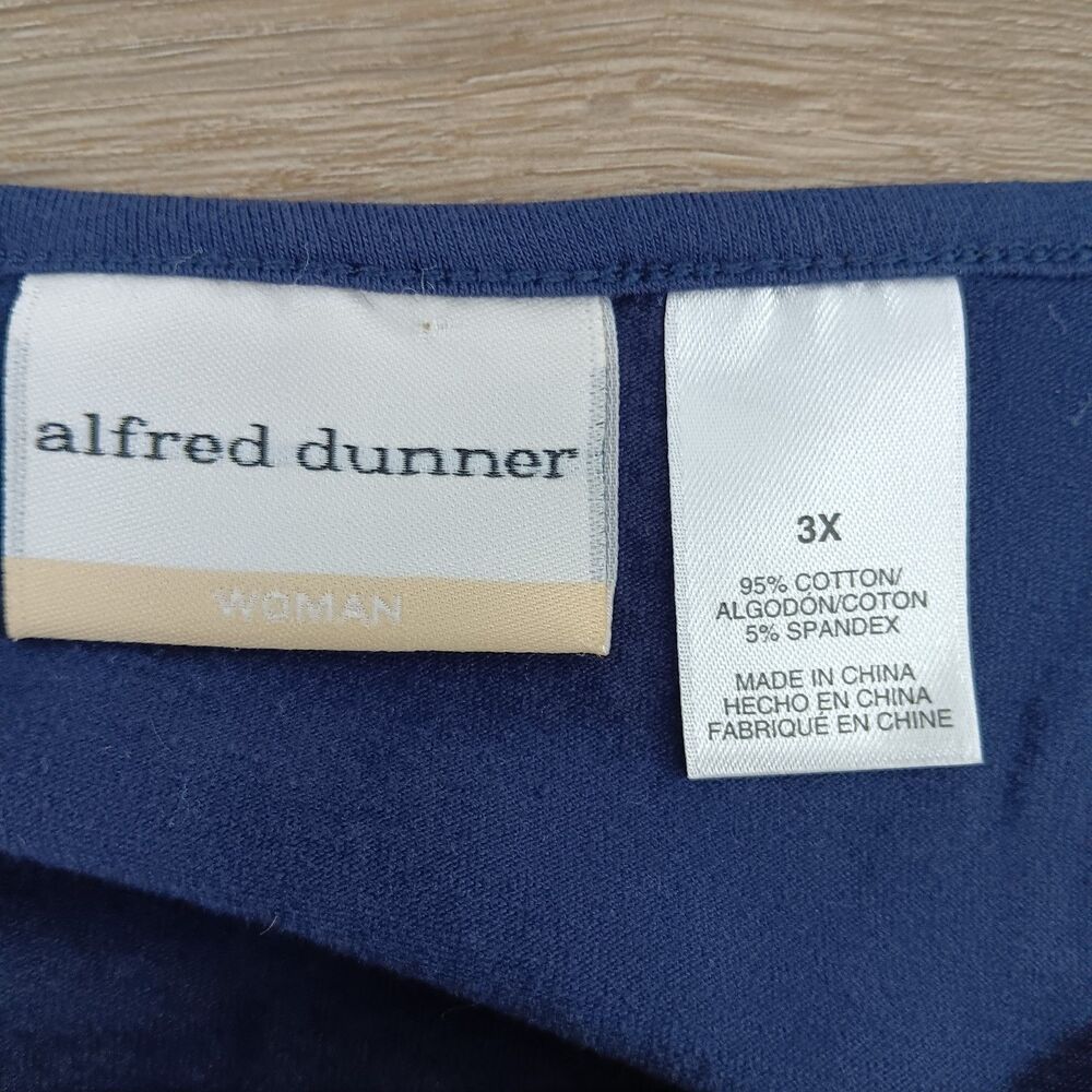 Alfred Dunner Shirt Women Size 3X Navy Blue Floral Sequin 3/4 Sleeve Casual Top - Picture 5 of 5